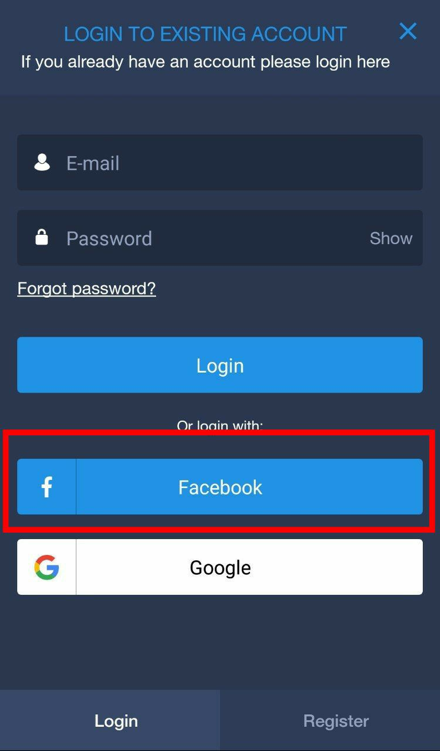 Connectez-vous à ExpertOption en utilisant votre Facebook