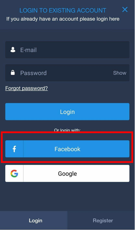 Login to ExpertOption using your Facebook
            