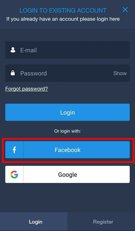 Connectez-vous à votre compte ExpertOption par Facebook