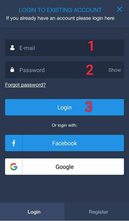 Pressione o botão “Login”