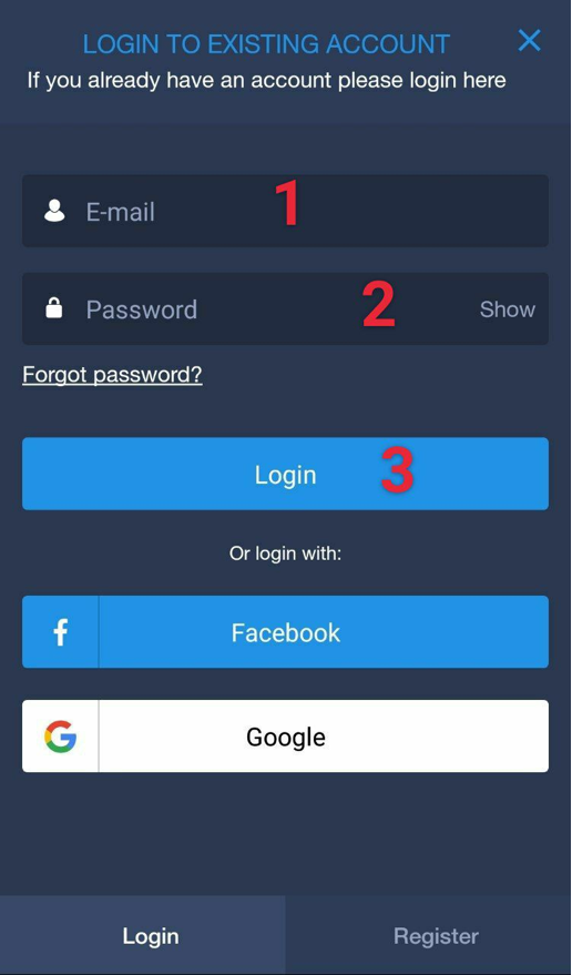 Pressione o botão “Login”