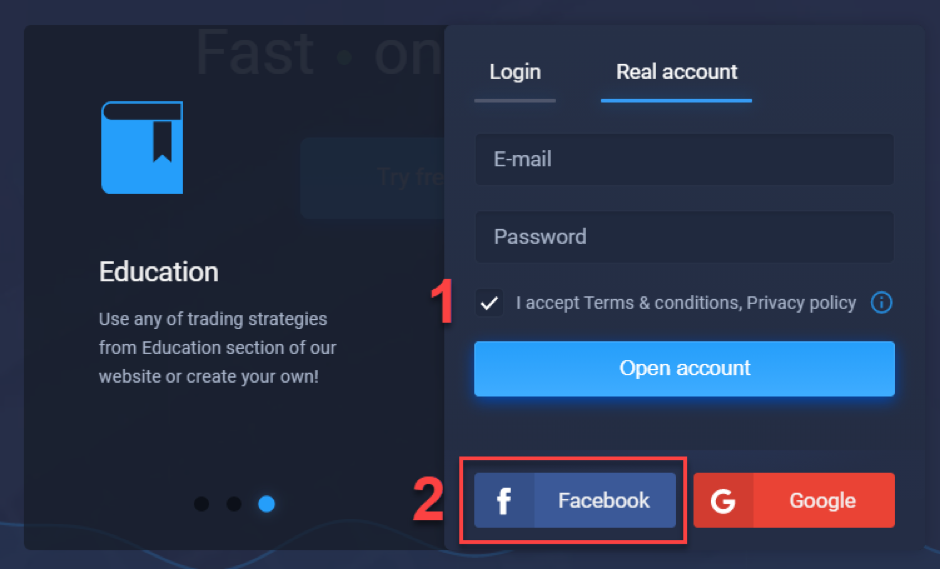 Come registrare un account sul web con FB?